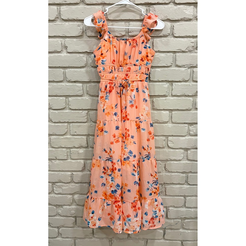 Speechless Brand Girls' Flutter Sleeve Chiffon Maxi Dress Size 12